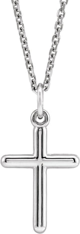 14K Gold Cross Necklace or Pendant – 20x10.4mm - White Gold