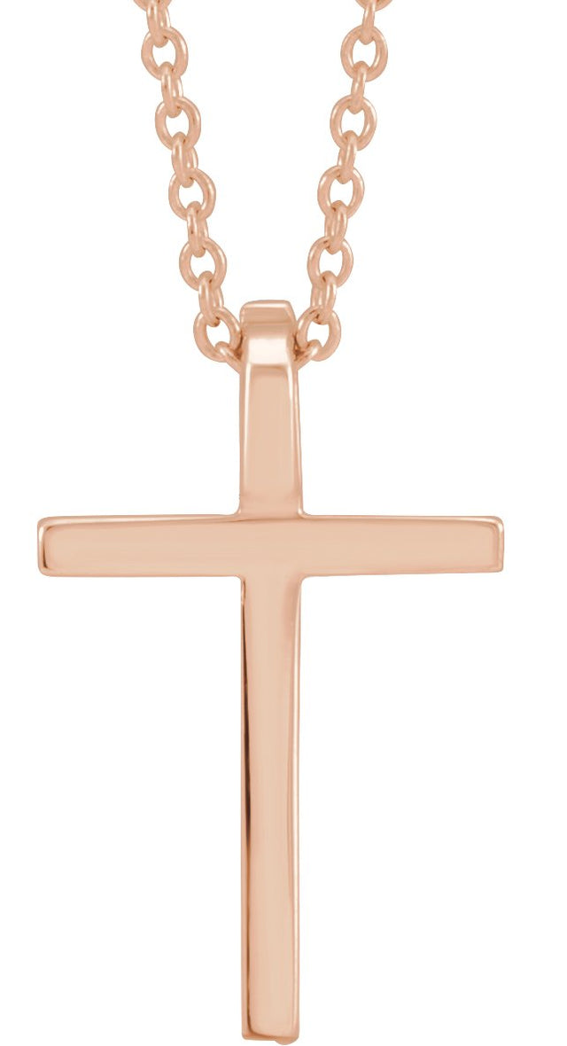 14K Gold Cross Necklace or Pendant – 12x7.61mm - Rose Gold - view 2