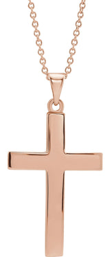14K Gold Cross Necklace or Pendant – 15.23x7.38mm - Rose Gold