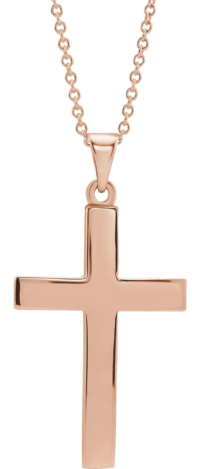 14K Gold Cross Necklace or Pendant – 15.23x7.38mm - Rose Gold