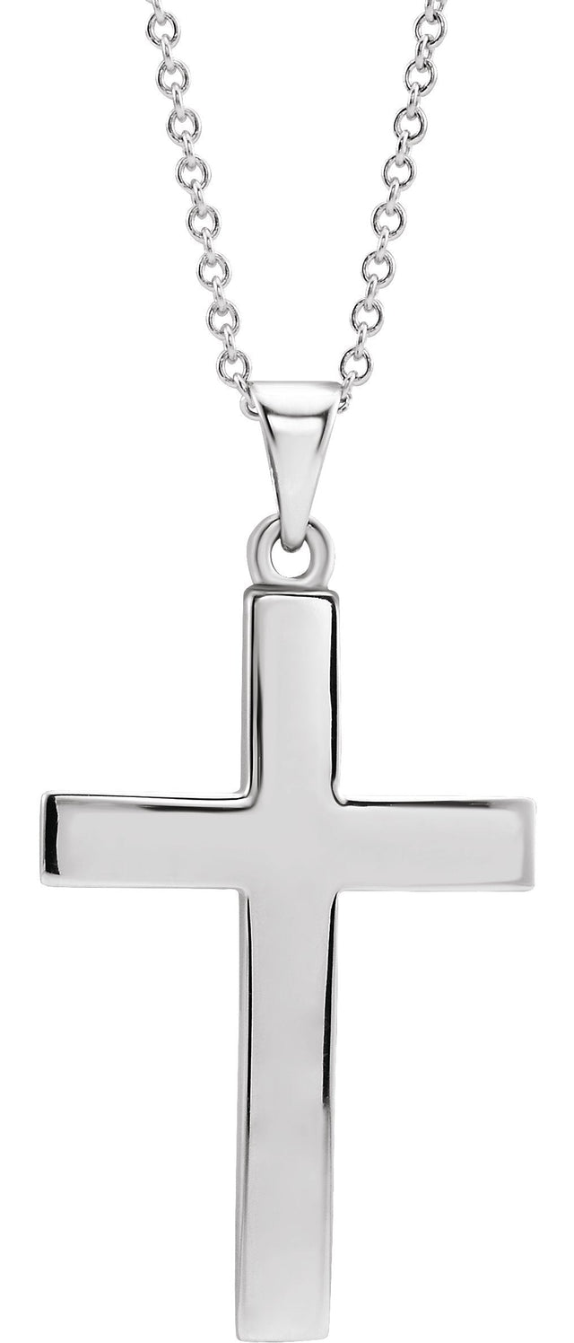 14K Gold Cross Necklace or Pendant – 15.23x7.38mm - White Gold