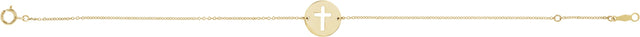14K Gold Pierced Cross Disc Bracelet - Yellow Gold - view 2