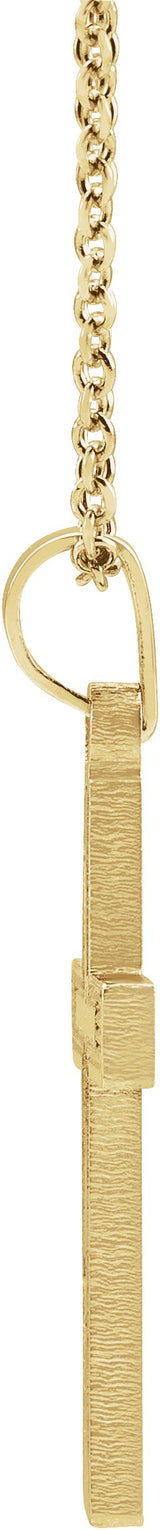 14K Gold Cross Necklace or Pendant – 17x11mm - Yellow Gold - view 2