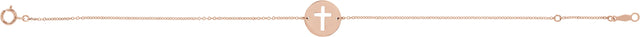 14K Gold Pierced Cross Disc Bracelet - Rose Gold - view 2