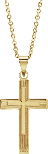14K Gold Cross Necklace or Pendant – 17x11mm - Yellow Gold