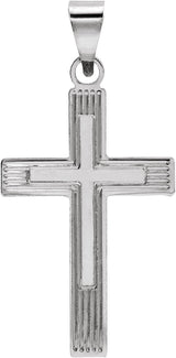14K Gold Cross Necklace or Pendant – 17x11mm - White Gold