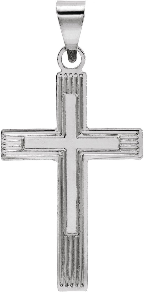 14K Gold Cross Necklace or Pendant – 17x11mm - White Gold