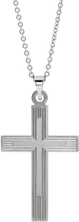 14K Gold Cross Necklace or Pendant – 17x11mm - White Gold