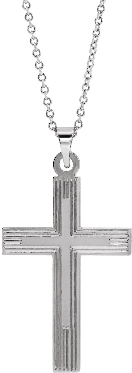 14K Gold Cross Necklace or Pendant – 17x11mm - White Gold