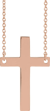 14K Gold Cross Necklace - Rose Gold