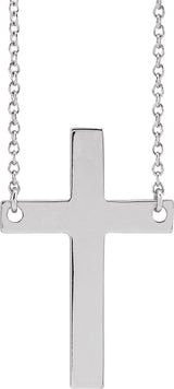 14K Gold Cross Necklace - White Gold