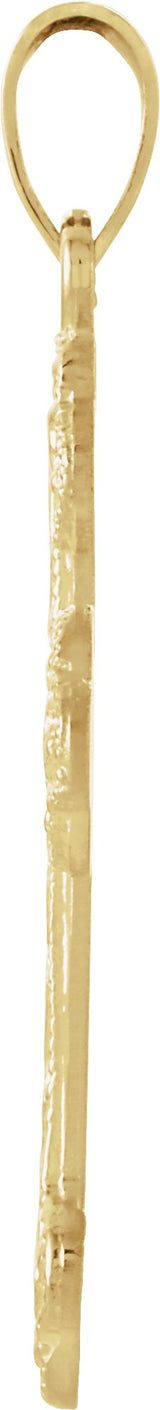 14K Gold Floral-Inspired Cross Pendant – 23.5x17mm - Yellow Gold - view 2
