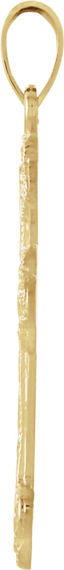 14K Gold Floral-Inspired Cross Pendant – 23.5x17mm - Yellow Gold - view 2