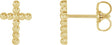 14K Gold Beaded Cross Earrings - Yellow Gold