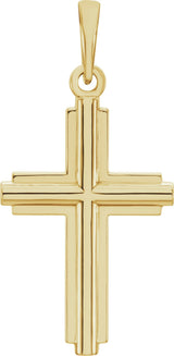 14K Gold Cross Necklace or Pendant – 25.1x12.5mm - Rose Gold