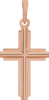14K Gold Cross Necklace or Pendant – 25.1x12.5mm - Rose Gold