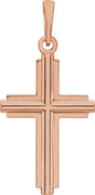 14K Gold Cross Necklace or Pendant – 25.1x12.5mm - Rose Gold