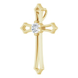 14K Gold Round Natural Diamond Accented Cross Pendant – up to 1/10 CTW - Yellow Gold - view 5