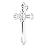 14K Gold Round Natural Diamond Accented Cross Pendant – up to 1/10 CTW - White Gold - view 5