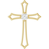 14K Gold Round Natural Diamond Accented Cross Pendant – up to 1/10 CTW - Yellow Gold - view 4