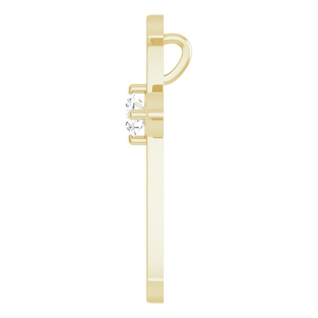 14K Gold Round Natural Diamond Accented Cross Pendant – up to 1/10 CTW - Yellow Gold - view 6