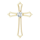 14K Gold Round Natural Diamond Accented Cross Pendant – up to 1/10 CTW - Yellow Gold - view 4