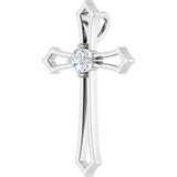 14K Gold Round Natural Diamond Accented Cross Pendant – up to 1/10 CTW - White Gold - view 5