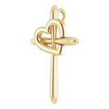 14K Gold Cross with Heart Pendant - Yellow Gold - view 2