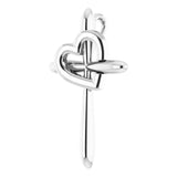 14K Gold Cross with Heart Pendant - White Gold - view 2