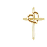 14K Gold Cross with Heart Pendant - Yellow Gold