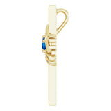 14K Gold Round Natural Blue Sapphire Accented Cross Pendant III - Yellow Gold - view 6