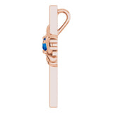 14K Gold Round Natural Blue Sapphire Accented Cross Pendant III - Rose Gold - view 6