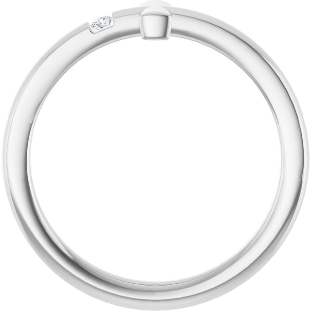 14K Gold Round Natural White Sapphire Youth Sideways Cross Ring - White Gold - view 10