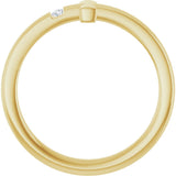 14K Gold Round Natural White Sapphire Youth Sideways Cross Ring - Yellow Gold - view 10