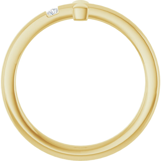 14K Gold Round Natural White Sapphire Youth Sideways Cross Ring - Yellow Gold - view 10