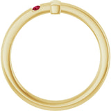 14K Gold Round Natural Ruby Youth Sideways Cross Ring - Yellow Gold - view 12