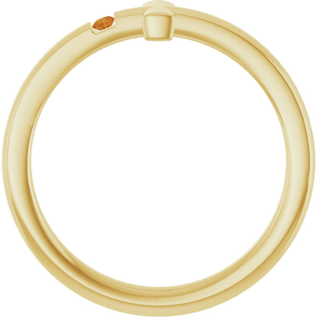 14K Gold Round Natural Citrine Youth Sideways Cross Ring - Yellow Gold - view 12