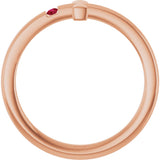 14K Gold Round Natural Ruby Youth Sideways Cross Ring - Rose Gold - view 12