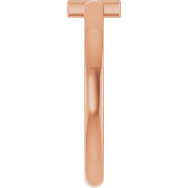 14K Gold Round Natural White Sapphire Youth Sideways Cross Ring - Rose Gold - view 14