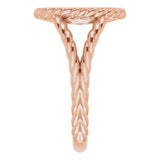 14K Gold Round Natural Diamond Cross Ring – 0.9mm Stones - Rose Gold - view 11