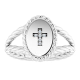 Platinum Round Natural Diamond Cross Ring – 0.9mm Stones - view 9