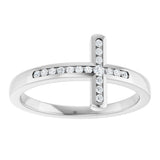 14K Gold Round Lab-Grown Diamond Sideways Cross Ring – 1.7mm Stones - White Gold - view 13
