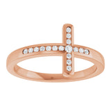 14K Gold Round Lab-Grown Diamond Sideways Cross Ring – 1.7mm Stones - Rose Gold - view 13