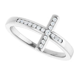 14K Gold Round Lab-Grown Diamond Sideways Cross Ring – 1.7mm Stones - White Gold - view 15