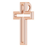14K Gold Open Cross Necklace - Rose Gold - view 2