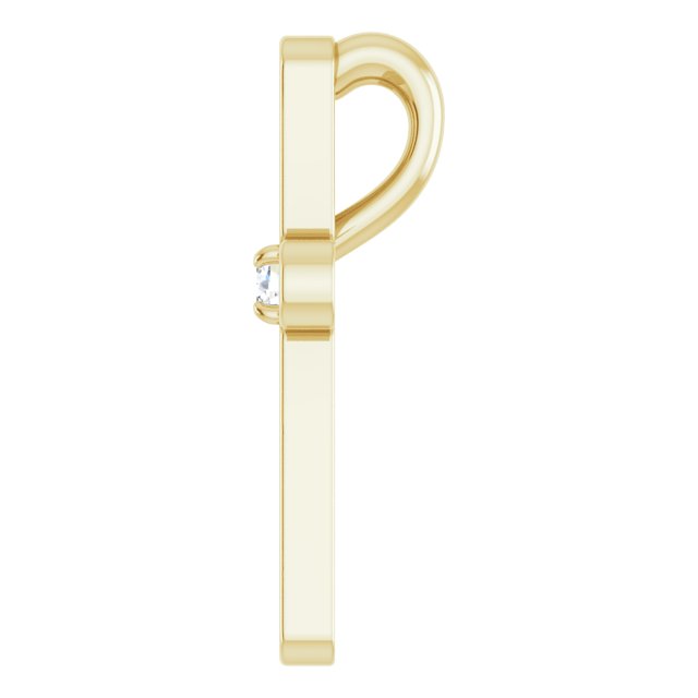 14K Gold Round Natural Diamond Sculptural Solitaire Cross Pendant - Yellow Gold - view 6