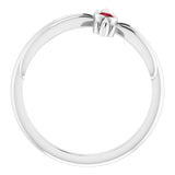 Platinum Round Natural Mozambique Garnet Sideways Cross Ring – 2.5mm Stones - view 7