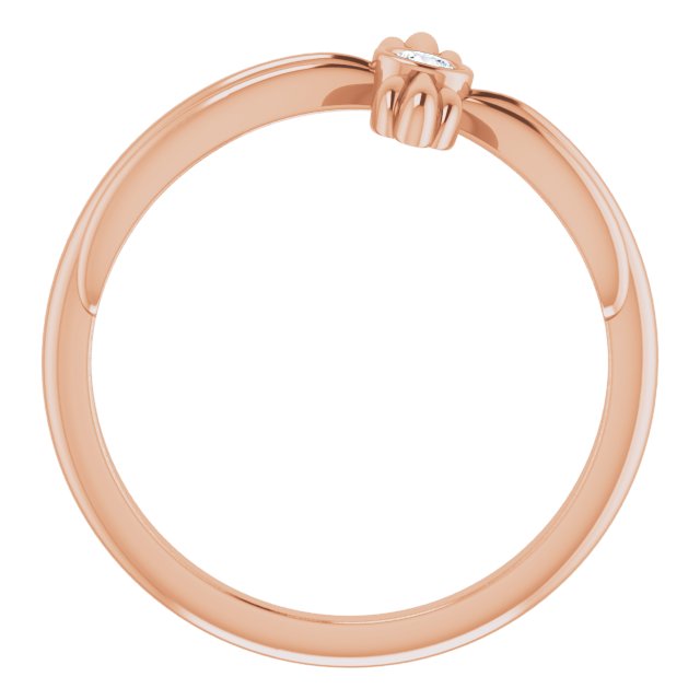 14K Gold Round Natural White Sapphire Sideways Cross Ring - Rose Gold - view 7