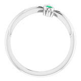 Platinum Round Natural Emerald Sideways Cross Ring – 2.5mm Stones - view 7