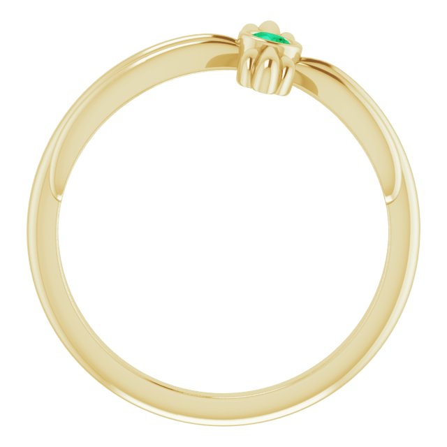 14K Gold Round Natural Emerald Sideways Cross Ring – 2.5mm Stones - Yellow Gold - view 7
